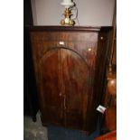 AN ANTIQUE MAHOGANY AND INLAID TALL CORNER CUPBOARD H-141 W-93 CM
