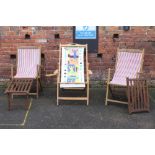 THREE VINTAGE STYLE FOLDING DECK CHAIRS