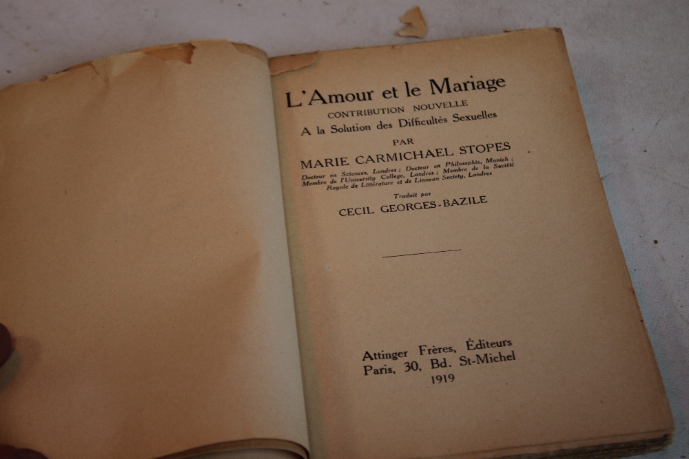 MARIE CARMICHAEL STOPES SIGNED - 'L'Amour et Le Mariage' published Paris 1919, dedication on - Image 4 of 4