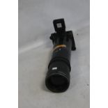 A DALLMEYER - LONDON f/5.6 TELEPHOTO LENS, with mounted 20" lens sight