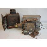 A VINTAGE MAGIC LANTERN CASE together with another magic lantern A/F (2)