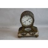 A 19TH CENTURY FRENCH GILT DRUM HEAD MANTEL CLOCK with movement stamped for Jean-Baptiste