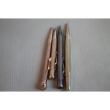 PROPELLING PENCILS - a Yard-O-Led Rhodium plated, patent 422767, a 9 ct gold and a rolled gold
