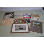 A QUANTITY OF EPHEMERA to include a framed "Big Steamers" print, a "Souvenir of the British Empire