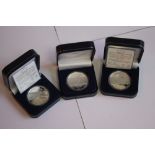NORWAY - THREE CASED SILVER PROOF 2005 100 KRONER with certificate of authenticity