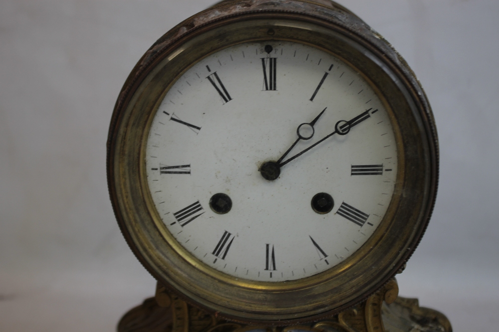 A 19TH CENTURY FRENCH GILT DRUM HEAD MANTEL CLOCK with movement stamped for Jean-Baptiste - Image 3 of 7