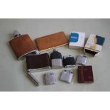 A COLLECTION OF CIGARETTE LIGHTERS, to include a Ronson Comet etc., a cigarette case and hip flasks