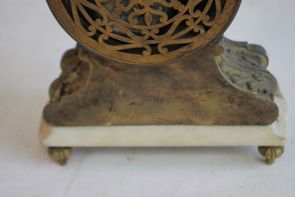 A 19TH CENTURY FRENCH GILT DRUM HEAD MANTEL CLOCK with movement stamped for Jean-Baptiste - Image 5 of 7