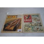 EAGLE COMIC No. 1, 14 April 1950 together with No. 44, 3 November 1962 which has cover featuring Sir