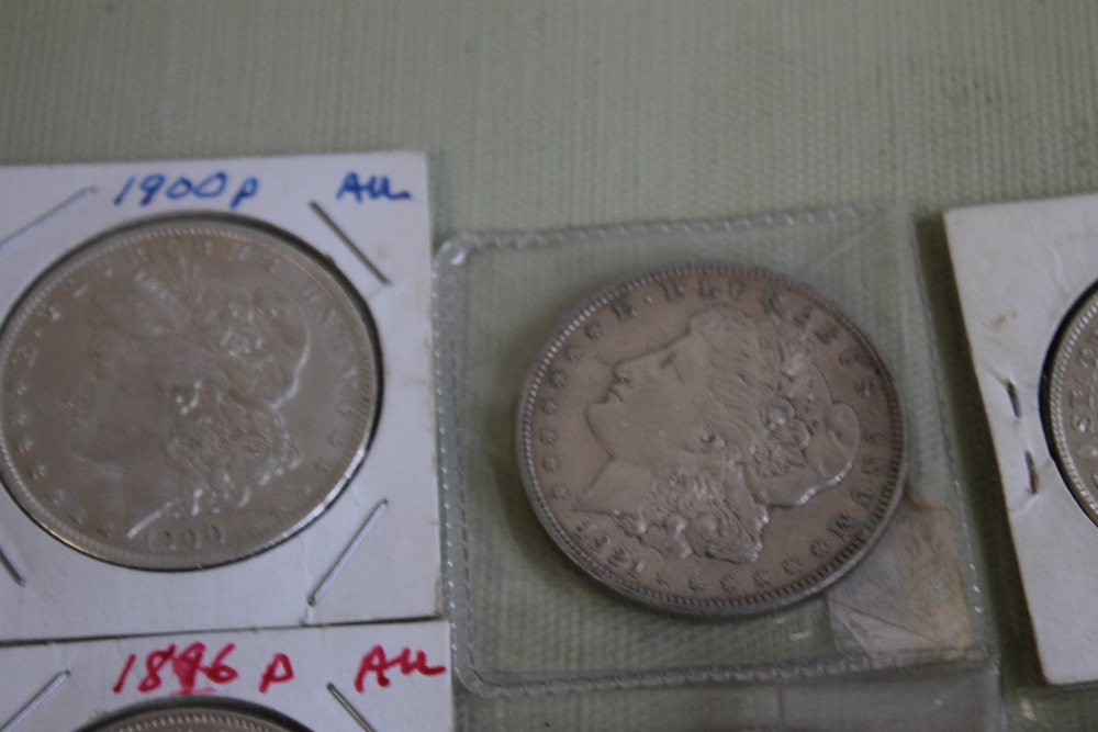 US SILVER DOLLARS 1891-0, 1896 X2 1900-0 AND 1931-D 1921 - Image 2 of 5