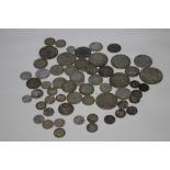 A QUANTITY OF SILVER AND WHITE METAL COINS, to include 3ds, a Gothic florin etc.