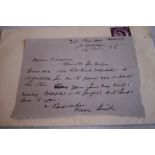 BEATLES INTEREST AUNT MIMI - a note written by Aunt Mimi to a John Lennon fan, a small slip of paper