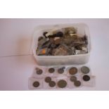 A TUB OF BRITISH AND WORLD COINS