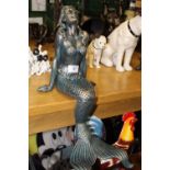 ***A 16" CAST METAL MERMAID FIGURE