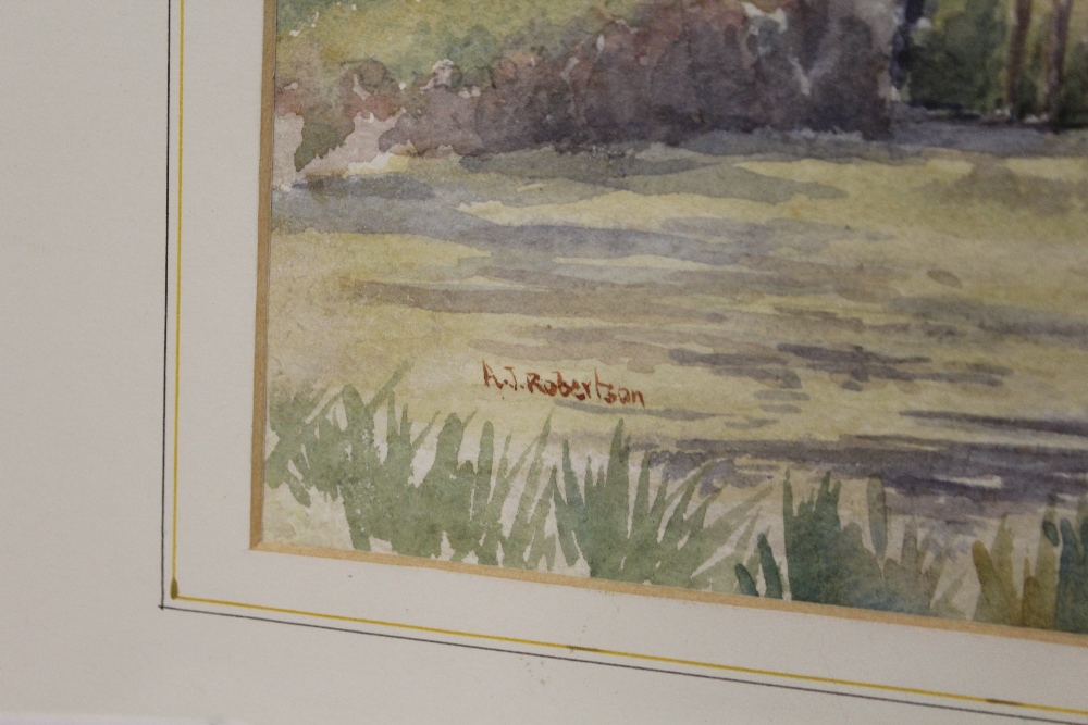 THREE FRAMED AND GLAZED WATERCOLOURS CONSISTING OF 'HEMMINGFORD MILL RIVER OUSE', 'OARE VALLEY' BY - Image 8 of 9