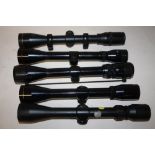 FIVE AIR RIFLE SCOPES TO INCLUDE NIKKO STIRLING AND TASCO EXAMPLES