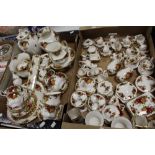 TWO TRAYS OF ROYAL ALBERT OLD COUNTRY ROSES CHINA AND CERAMICS TO INCLUDE CUPS AND SAUCERS,