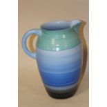 A LARGE ART DECO CERAMIC SHELLEY WATER JUG, H 26 CM