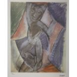 A FRAMED AND GLAZED LIMITED EDITION PICASSO ABSTRACT FIGURE STUDY PRINT 150/200 WITH BLIND STAMP