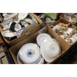 THREE BOX OF ASSORTED CHINA TO INCLUDE ROYAL CROWN DERBY, ADAMS, ROYAL WORCESTER ETC.