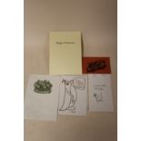 JULIAN HARTNOLL. Two Christmas cards signed by Hartnoll and dated 1987 and 1984, one lithograph