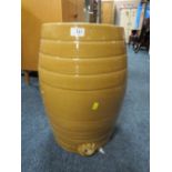 A LARGE GLAZED 8 LITRE STONEWARE BARREL, H 50 CM