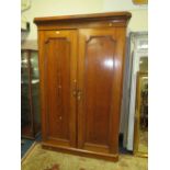 A 19TH CENTURY PITCH PINE TWO DOOR WARDROBE H-210 W-140 CM