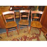 THREE TRADITIONAL ELM KITCHEN CHAIRS