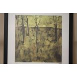 A FRAMED AND GLAZED LIMITED EDITION EGON SCHIELE ABSTRACT PRINT OF TREES 53/200 WITH CERTIFICATE AND