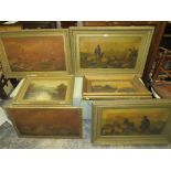 A COLLECTION OF SIX ASSORTED VICTORIAN GILT FRAMED LITHOGRAPH TO INCLUDE A TWO SEASCAPES (6)