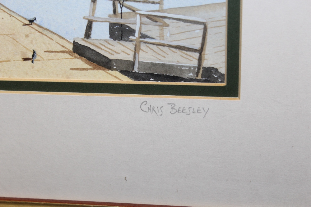 TWO FRAMED AND GLAZED WATERCOLOURS - 'THE RIVER DEE - CHESTER' BY CHRIS BEASLEY AND 'SNOWDON' BY - Image 3 of 4