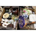 TWO TRAYS OF ASSORTED CERAMICS ETC. TO INCLUDE ROYAL ALBERT, WEDGWOOD AND COALPORT