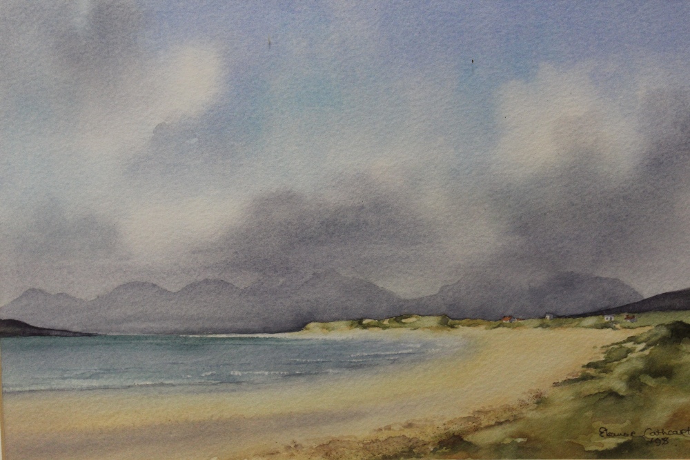 THREE ASSORTED WATERCOLOURS TO INCLUDE SEASCAPES TOGETHER WITH AN OIL PAINTING OF BUILDINGS IN A - Image 5 of 5