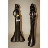 A PAIR OF LARGE MODERN LEONARDO COLLECTION LADY FIGURES, H 45.5 CM