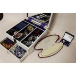 A QUANTITY OF ASSORTED COSTUME JEWELLERY TO INCLUDE A TISSOT PR50 LADIES WRISTWATCH, MCKINTOSH