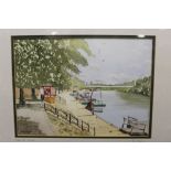 TWO FRAMED AND GLAZED WATERCOLOURS - 'THE RIVER DEE - CHESTER' BY CHRIS BEASLEY AND 'SNOWDON' BY