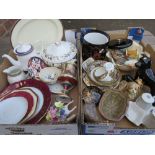 TWO TRAYS OF CHINA AND CERAMICS TO INCLUDE NORITAKE, BESWICK ETC.