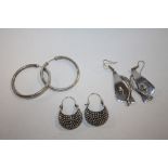 THREE PAIRS OF SILVER EARRINGS - APPROX 23G