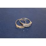 A LADIES 9 CT GOLD FIVE STONE RING TOGETHER WITH A SILVER EXAMPLE