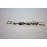 SIX SILVER AND OTHER DRESS RINGS TO INCLUDE GEM SET EXAMPLES