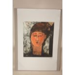 TWO UNFRAMED LIMITED EDITION AMEDO MODIGLIANI PRINTS OF AN ABSTRACT HEAD STUDY 1/50 38CM X 46CM