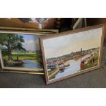 A COLLECTION OF PICTURES AND PRINTS TO INCLUDE TWO FRAMED OIL PAINTINGS SIGNED H J WATSON