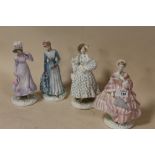 A SET OF FOUR ROYAL WORCESTER 'WALKING OUT DRESSES OF THE NINETEENTH CENTURY' LADY FIGURES