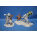 TWO ROYAL DOULTON "THE SNOWMAN" FIGURES TO INCLUDE 'THE ADVENTURE BEGINS' AND 'JAMES AND THE SNOWMAN