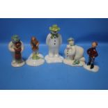 FIVE ROYAL DOULTON "THE SNOWMAN" FIGURES TO INCLUDE 'THE JOURNEY ENDS', 'THANK YOU SNOWMAN', '