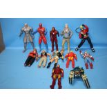 TWELVE ACTION FIGURES TO INCLUDE ACTION MAN, MARVEL ETC.