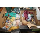 TWO TRAYS OF DOLPHIN ORNAMENTS, TEDDY ORNAMENTS AND SOFT TEDDIES