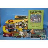 A QUANTITY OF TOYS TO INCLUDE TWO TIER GARAGE, PUZZLES, SUBUTTEO TABLE SOCCER CONTINENTAL CLUB