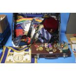 A LARGE COLLECTION OF MASONIC REGALIA, JEWELS, EPHEMERA ETC. TO INCLUDE ITEMS OF STAFFORDSHIRE