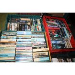 THREE TRAYS AND A BOX OF BOOKS, SCIENCE FICTION AND FANTASY